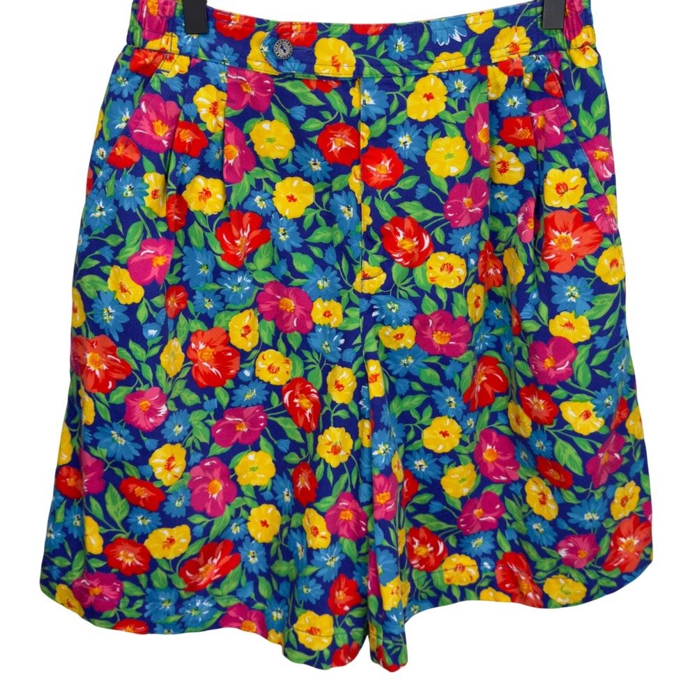 VTG Lizsport Floral High Waist Shorts Womens Size 10 Cottage Grandmacore Artsy